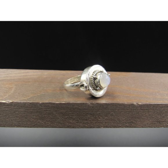 Size 7.25 Sterling Silver Unique Moonstone Poison Band Ring - Picture 2 of 10